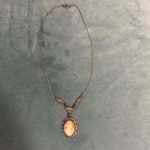 Vintage sterling Silver Cameo Necklace